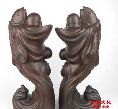 【大有紅木 黑檀木雕刻抱魚彌勒佛年年有余 工藝品擺件高檔禮品飾】價格_廠家_圖片 -