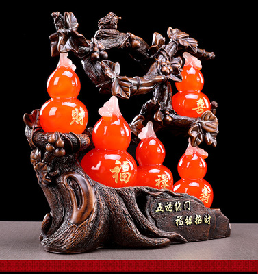 湯河店樹脂仿玉工藝品 招財葫蘆擺件，點綴家居新風尚